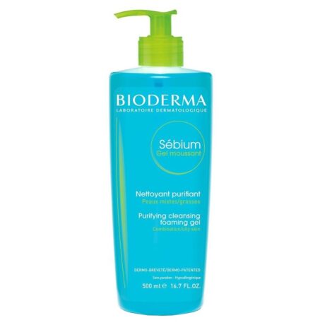 Bioderma Sebium Moussant Purifying Cleansing Foaming Gel For Combination To Oily Skin 500 mL