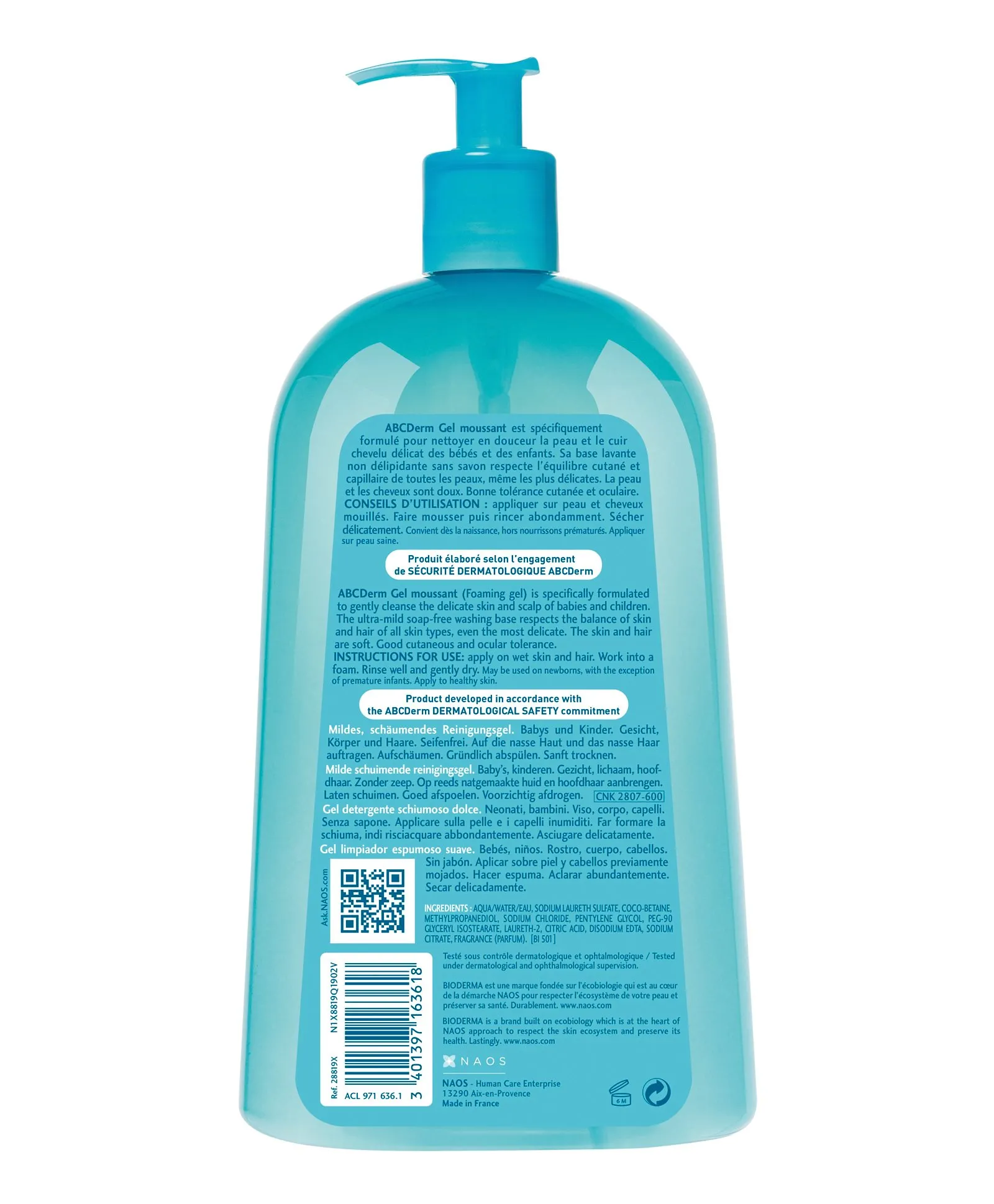 Bioderma ABCDerm Moussant Cleansing Gel for Babies and Children - 1000ml - Image 2