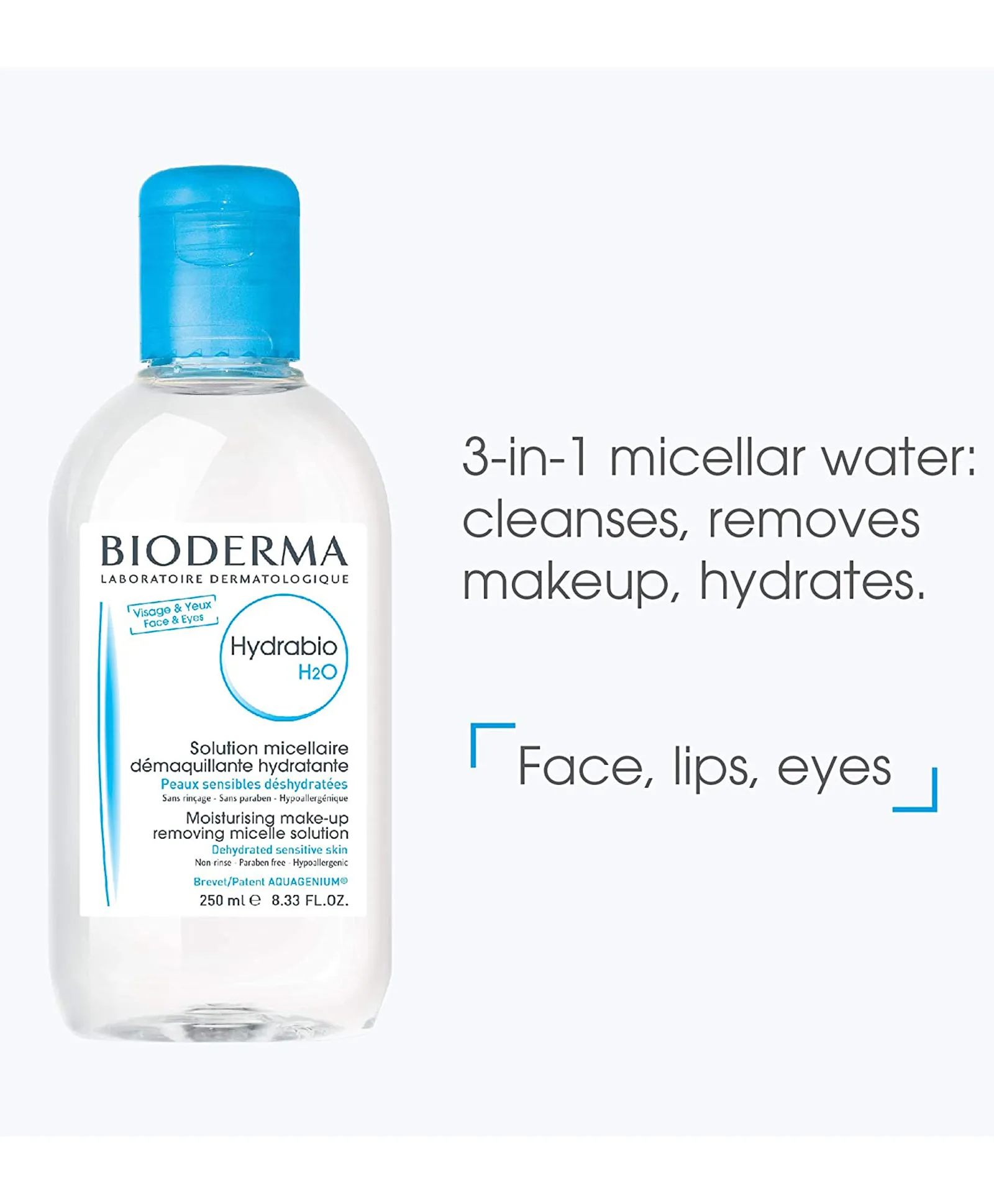Bioderma Hydrabio H2O Moisturising Make-Up Removing Micellar Solution - 250ml - Image 2