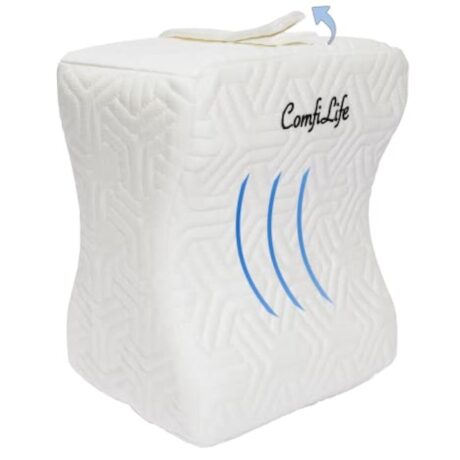 ComfiLife Knee Pillow for Side Sleepers - Firm Support Cooling Memory Foam Leg Pillow for Sleeping - Sciatica Pain Relief, Knee & Back Relief - Water Resistant Between Legs Pillow - Ergonomic Contour
