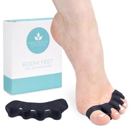 Mind Bodhi Toe Separators to Correct Bunions and Restore Toes to Their Original Shape (Bunion Corrector For Women Men Toe Spacers Toe Straightener Toe Stretcher Big Toe Correctors Toe Separator) Black