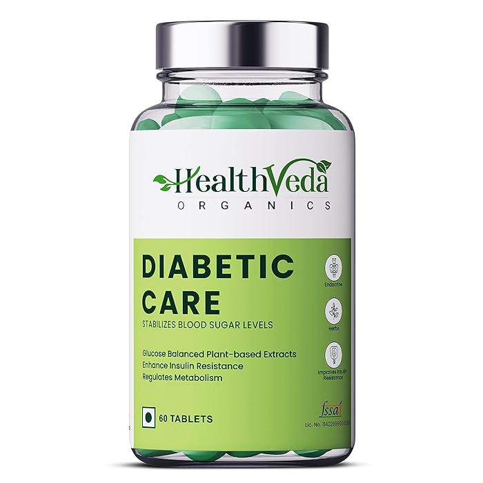 Health Veda Organics Diabetic Care Supplements with Karela, Gudmar, Jamun I 60 Veg Tablets I Manages Blood Sugar Levels I For Both Men & Women
